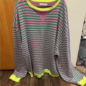 We The Free Vibrant Pink and Green Top